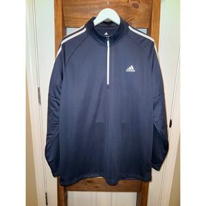 Adidas Mens Quarter Zip Long Sleeve Golf Pullover Jacket Top XL Navy Blue